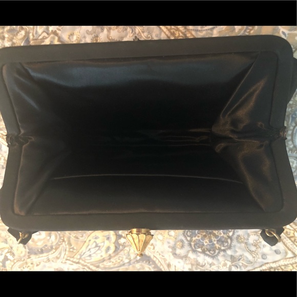 VINTAGE BLACK SATIN PURSE FROM 60’s - Picture 3 of 3